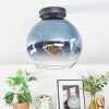 Koyoto ceiling light, globe light 25 cm blue, clear, 1-light source