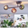 Chehalis ceiling light, globe light blue, green, clear, coppery, 3-light sources