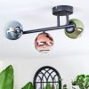 Chehalis ceiling light, globe light blue, green, clear, coppery, 3-light sources