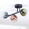 Chehalis ceiling light, globe light blue, green, clear, coppery, 3-light sources