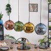 Koyoto hanging light, globe light, pendant light blue, gold, green, coppery, 4-light sources