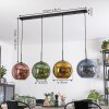 Koyoto hanging light, globe light, pendant light blue, gold, green, coppery, 4-light sources