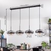 Mertola hanging light, pendant light clear, Smoke-coloured, 4-light sources