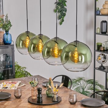 Koyoto hanging light, globe light, pendant light green, clear, 4-light sources