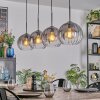 Koyoto hanging light, globe light, pendant light clear, Smoke-coloured, 4-light sources