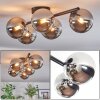Chehalis ceiling light, globe light chrome, Smoke-coloured, 5-light sources