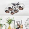 Chehalis ceiling light, globe light chrome, Smoke-coloured, 5-light sources