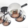 Chehalis ceiling light, globe light chrome, Smoke-coloured, 5-light sources