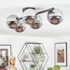 Chehalis ceiling light, globe light chrome, Smoke-coloured, 5-light sources