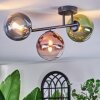 Chehalis ceiling light, globe light blue, green, clear, coppery, 3-light sources