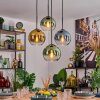 Koyoto hanging light, globe light, pendant light blue, gold, green, clear, 4-light sources