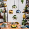 Koyoto hanging light, globe light, pendant light blue, gold, green, clear, 4-light sources