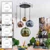 Koyoto hanging light, globe light, pendant light blue, gold, green, coppery, 4-light sources