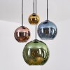 Koyoto hanging light, globe light, pendant light blue, gold, green, coppery, 4-light sources