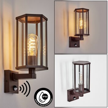 Monfanim outdoor wall light, wall light rust-coloured, 1-light source, Motion sensor