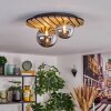 Venok ceiling light, globe light Wood like finish, black, 2-light sources