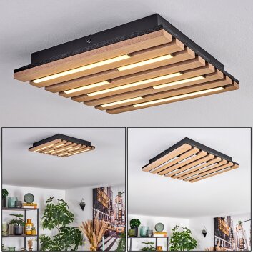 Vorlix ceiling light LED Wood like finish, black, 1-light source