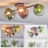 Chehalis ceiling light, globe light blue, chrome, green, clear, coppery, Smoke-coloured, 5-light sources