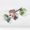 Chehalis ceiling light, globe light blue, chrome, green, clear, coppery, Smoke-coloured, 5-light sources