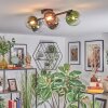 Chehalis ceiling light, globe light blue, chrome, green, clear, coppery, Smoke-coloured, 5-light sources