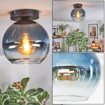 Koyoto ceiling light, globe light 20 cm blue, clear, 1-light source