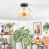 Koyoto ceiling light, globe light Amber, clear, 1-light source