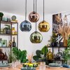 Koyoto hanging light, globe light, pendant light blue, gold, green, coppery, 4-light sources