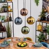 Koyoto hanging light, globe light, pendant light blue, gold, green, coppery, 4-light sources