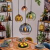Koyoto hanging light, globe light, pendant light blue, gold, green, clear, coppery, 4-light sources