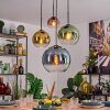 Koyoto hanging light, globe light, pendant light blue, gold, green, clear, coppery, 4-light sources