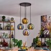 Koyoto hanging light, globe light, pendant light blue, chrome, gold, green, Smoke-coloured, 4-light sources