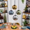 Koyoto hanging light, globe light, pendant light blue, chrome, gold, green, Smoke-coloured, 4-light sources