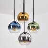 Koyoto hanging light, globe light, pendant light blue, chrome, gold, green, clear, Smoke-coloured, 4-light sources