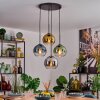 Koyoto hanging light, globe light, pendant light blue, chrome, gold, green, clear, Smoke-coloured, 4-light sources