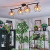 Ripoll ceiling light, globe light Amber, clear, 4-light sources