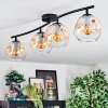 Ripoll ceiling light, globe light Amber, clear, 4-light sources
