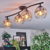 Ripoll ceiling light, globe light Amber, clear, 4-light sources