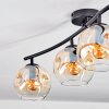 Ripoll ceiling light, globe light Amber, clear, 4-light sources