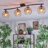 Ripoll ceiling light, globe light Amber, clear, 4-light sources