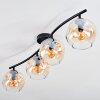 Ripoll ceiling light, globe light Amber, clear, 4-light sources