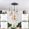 Koyoto hanging light, globe light, pendant light 30 cm Amber, clear, 4-light sources