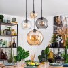Koyoto hanging light, globe light, pendant light 30 cm Amber, clear, Smoke-coloured, 4-light sources