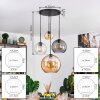 Koyoto hanging light, globe light, pendant light 30 cm Amber, clear, Smoke-coloured, 4-light sources