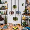 Lauden hanging light, globe light, pendant light blue, green, clear, coppery, 4-light sources