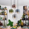 Lauden hanging light, globe light, pendant light blue, green, clear, coppery, Smoke-coloured, 4-light sources