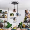 Lauden hanging light, globe light, pendant light blue, green, clear, coppery, Smoke-coloured, 4-light sources
