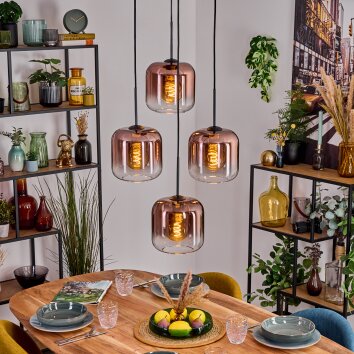 Lauden hanging light, globe light, pendant light clear, coppery, 4-light sources