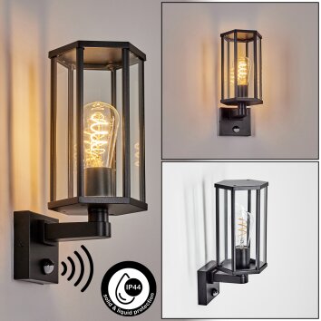 Monfanim outdoor wall light, wall light black, 1-light source, Motion sensor