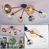 Koyoto ceiling light, globe light 77.5 cm Amber, clear, Smoke-coloured, 6-light sources