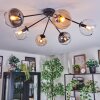 Koyoto ceiling light, globe light 77.5 cm Amber, clear, Smoke-coloured, 6-light sources